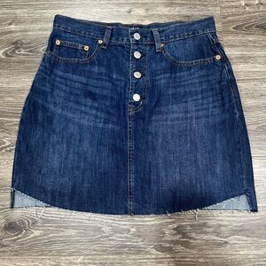 Gap denim skirt button fly raw hem jeans skirt